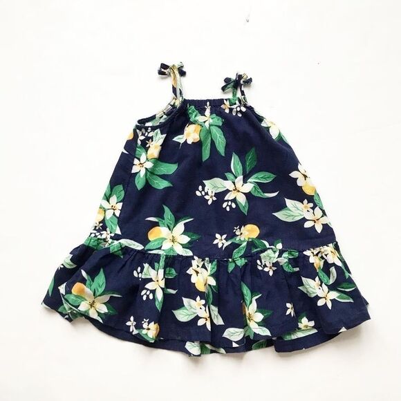 Old Navy blue floral linen tiered dress EUC 2T - Picture 4 of 4